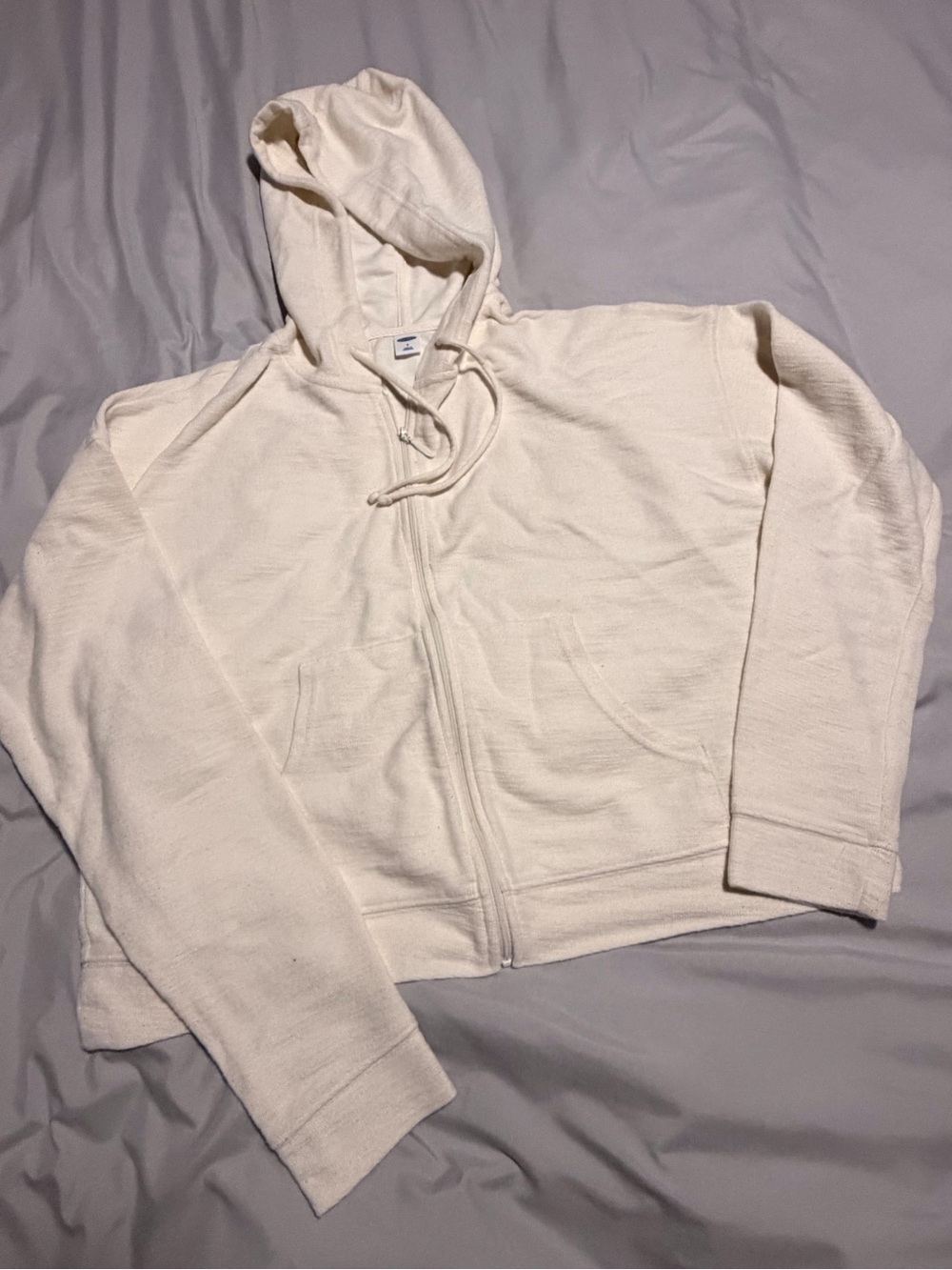 Women's Cream Zip-Up Hoodie Sweater